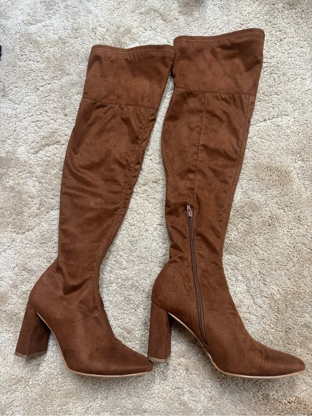 Steve Madden Tall Suede Over-the-Knee Block Heel Boot in Chestnut Brown